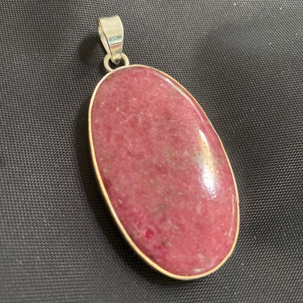 Red Ruby Large Oval Sterling Silver Pendant - Picture 1 of 6